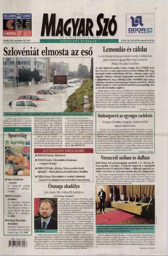 Magyar Szó, 67. évf. 2010. szeptember 20. 219. sz. 1–16. oldal