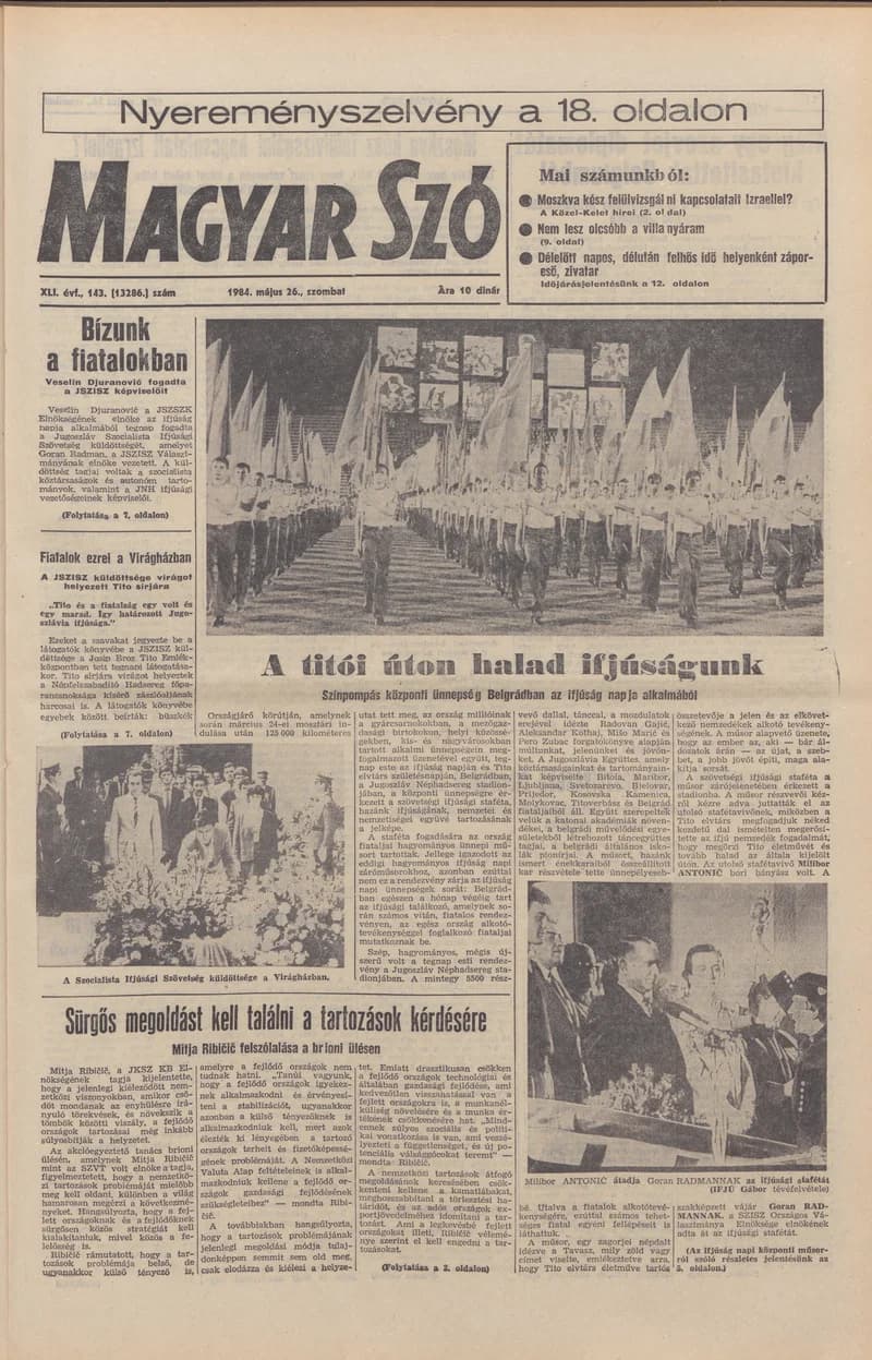 Magyar Szó, 41. évf. 1984. május 26. 143. sz. 1–24. oldal