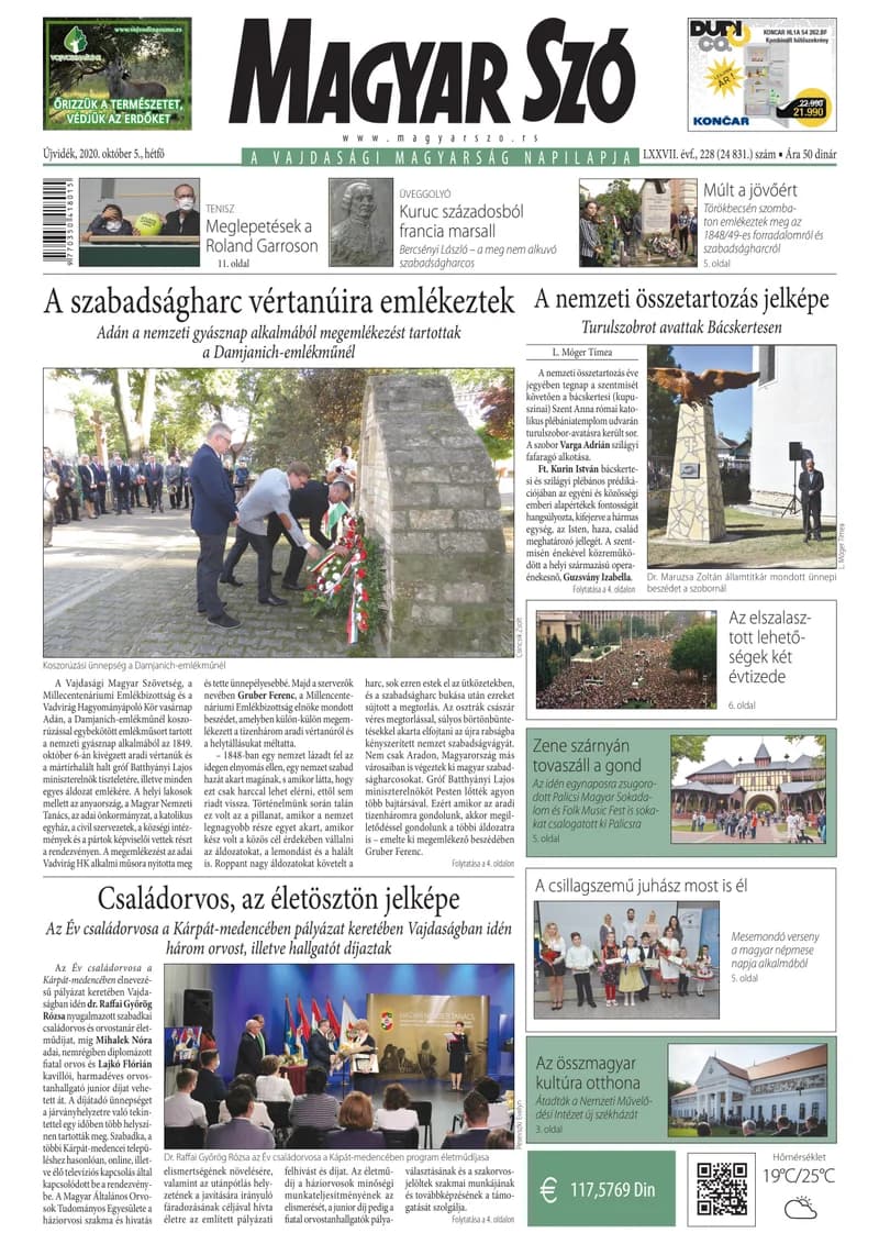 Magyar Szó, 77. évf. 2020. október 5. 228. sz. 1–16. oldal