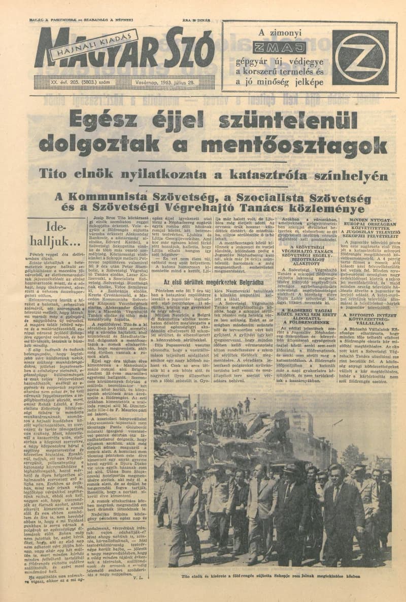 Magyar Szó, 20. évf. 1963. július 28. 205. sz. 1–24. oldal