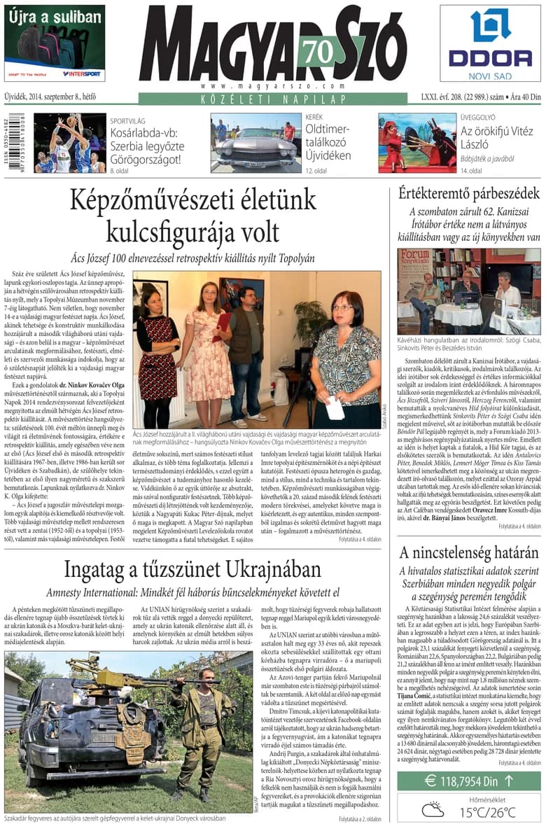 Magyar Szó, 71. évf. 2014. szeptember 8. 208. sz. 1–20. oldal