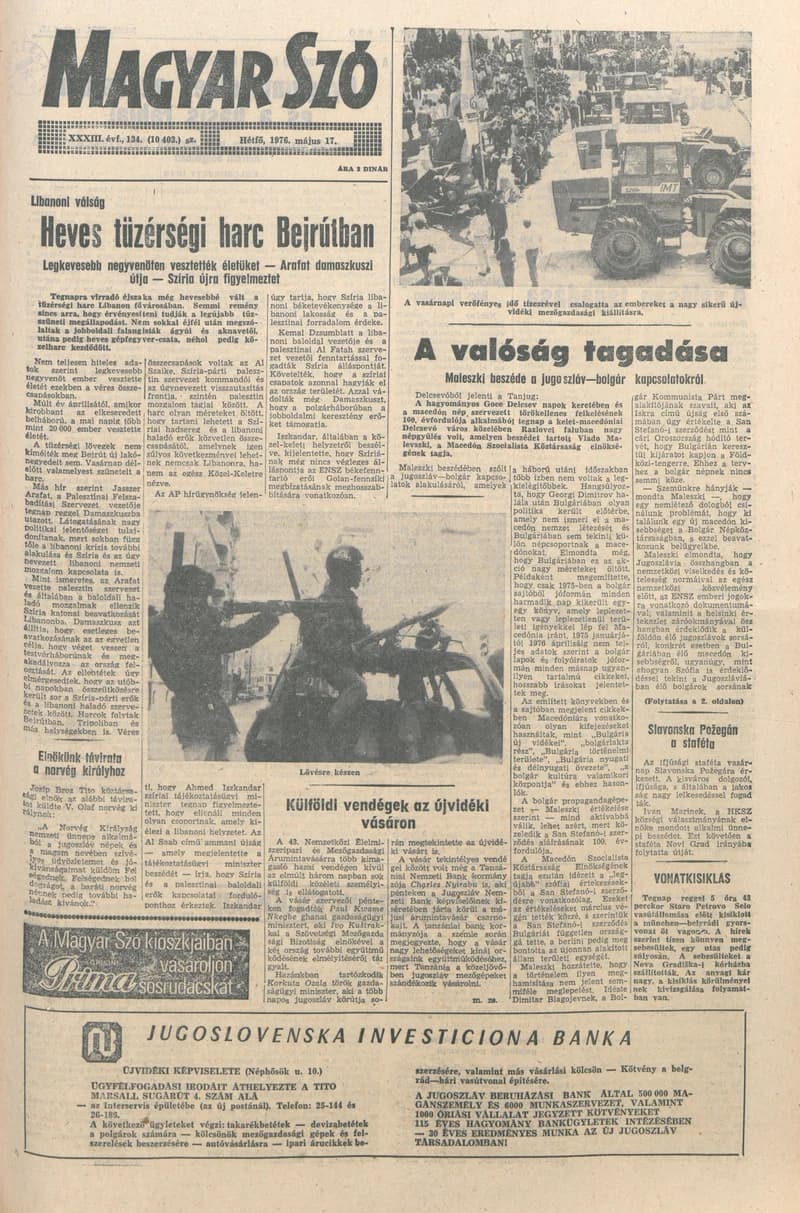 Magyar Szó, 33. évf. 1976. május 17. 134. sz. 1–8. oldal