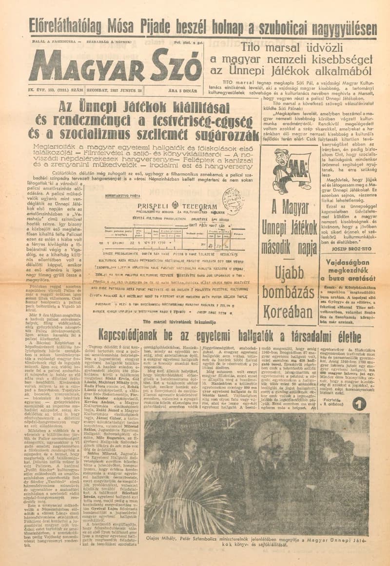 Magyar Szó, 9. évf. 1952. június 28. 153. sz. 1–4. oldal