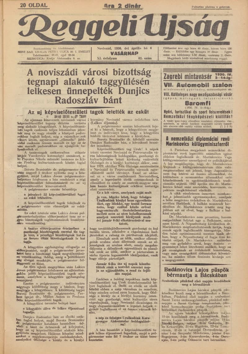Reggeli Újság, 11. évf. 1930. április 6. 82. sz.