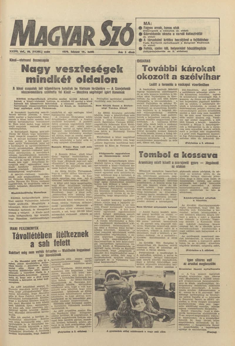 Magyar Szó, 36. évf. 1979. február 19. 48. sz. 1–16. oldal