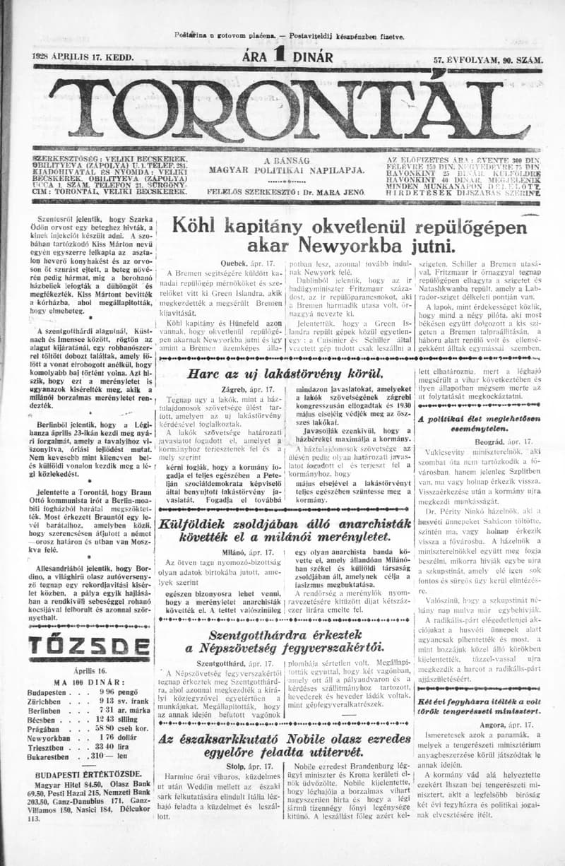 Torontál, 57. évf. 1928. április 17. 90. sz.
