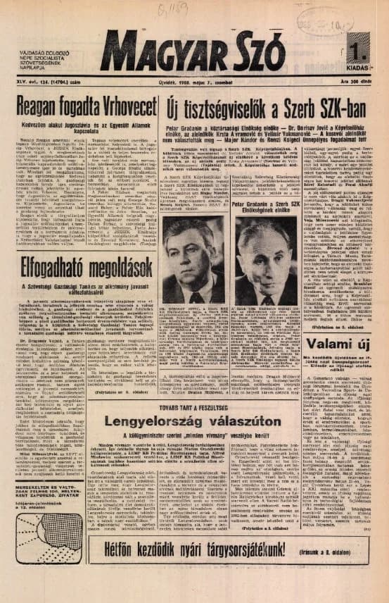 Magyar Szó, 45. évf. 1988. május 7. 124. sz. 1–24. oldal