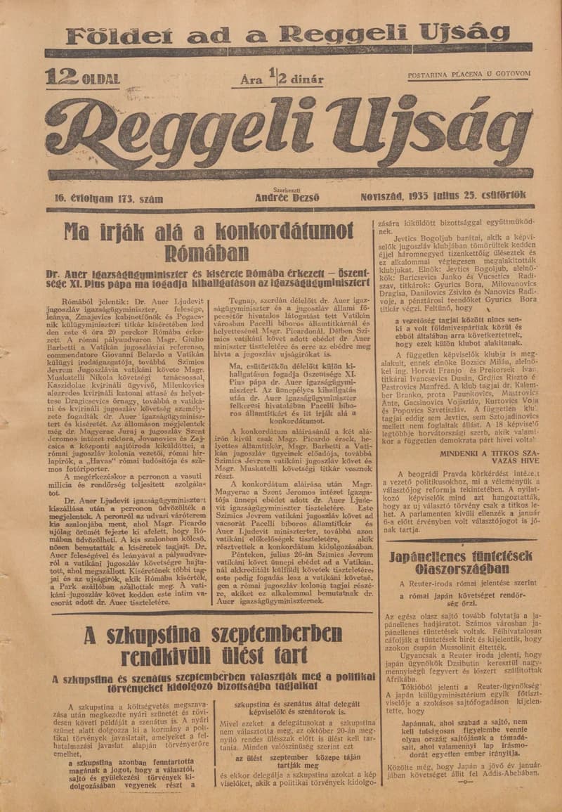 Reggeli Újság, 16. évf. 1935. július 25. 173. sz.