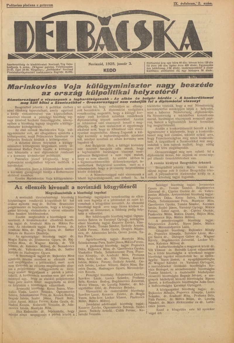Délbácska, 9. évf. 1928. január 3. 2. sz.