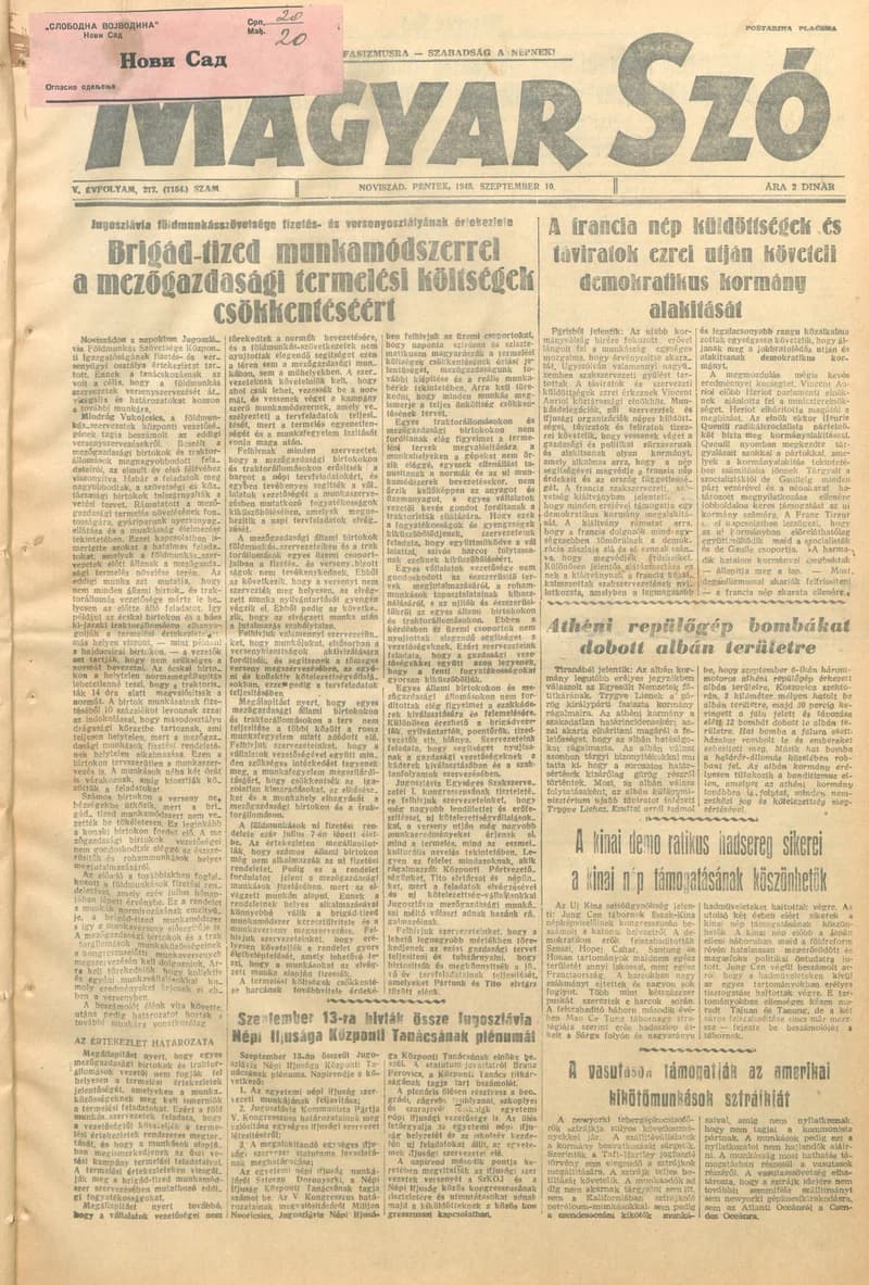 Magyar Szó, 5. évf. 1948. szeptember 10. 217. sz. 1–4. oldal