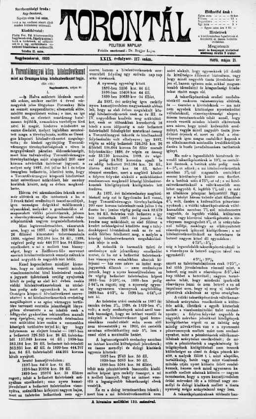 Torontál, 29. évf. 1900. május 21. 117. sz.