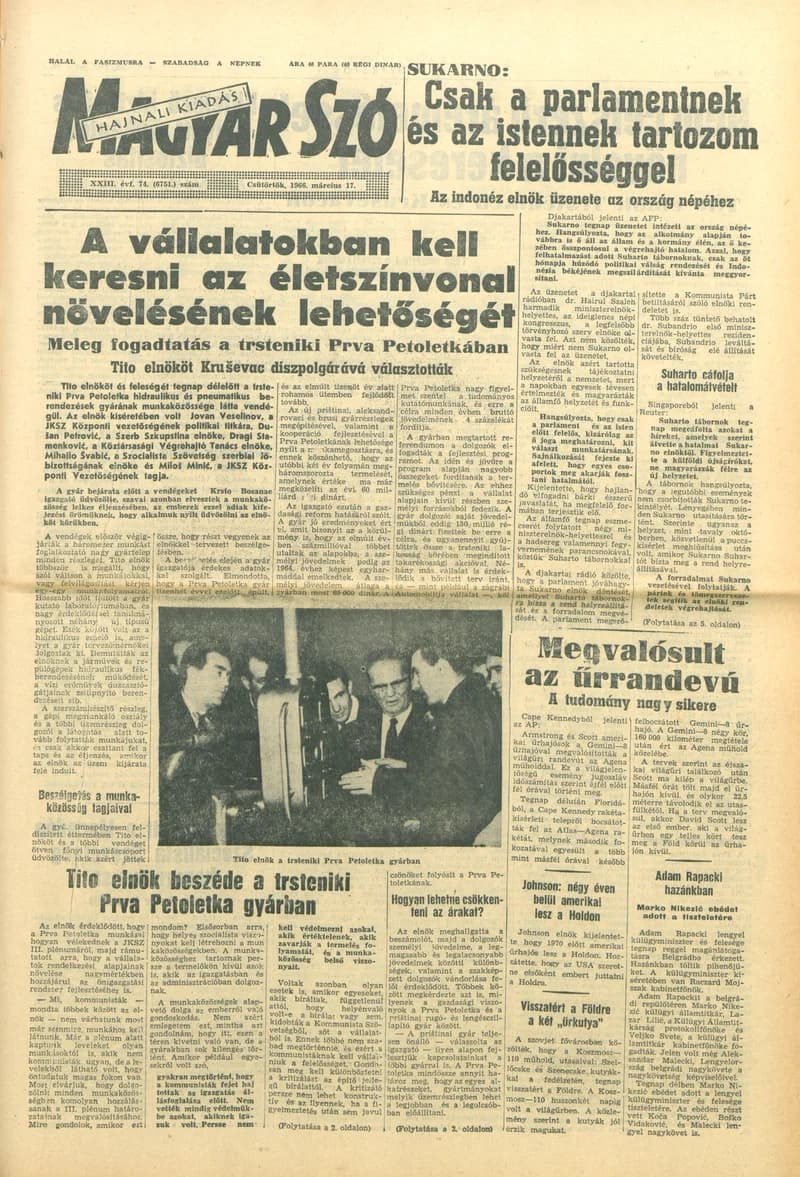 Magyar Szó, 23. évf. 1966. március 17. 74. sz.