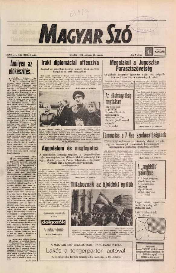 Magyar Szó, 47. évf. 1990. október 17. 286. sz. 1–20. oldal