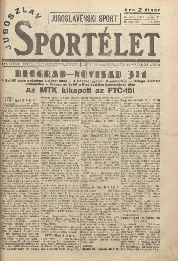 Jugoszláv sportélet, 2. évf. 1923. április 23. 13. sz.