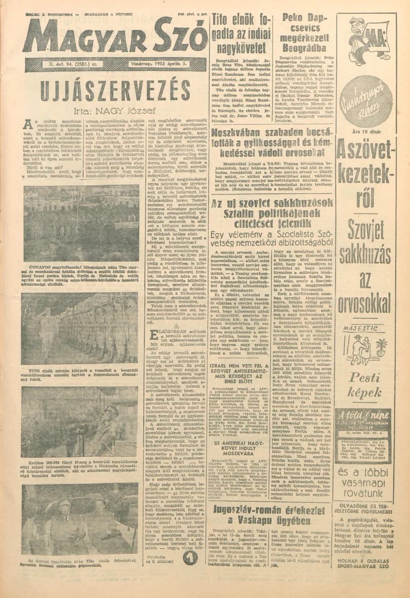 Magyar Szó, 10. évf. 1953. április 5. 94. sz. 1–14. oldal