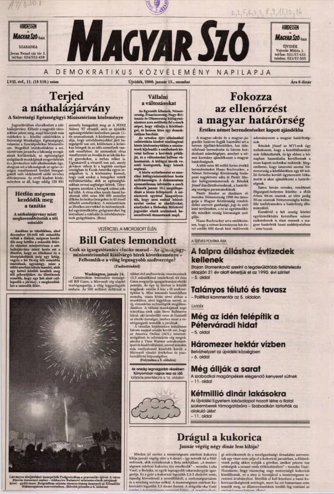 Magyar Szó, 57. évf. 2000. január 15. 11. sz. 1–16. oldal