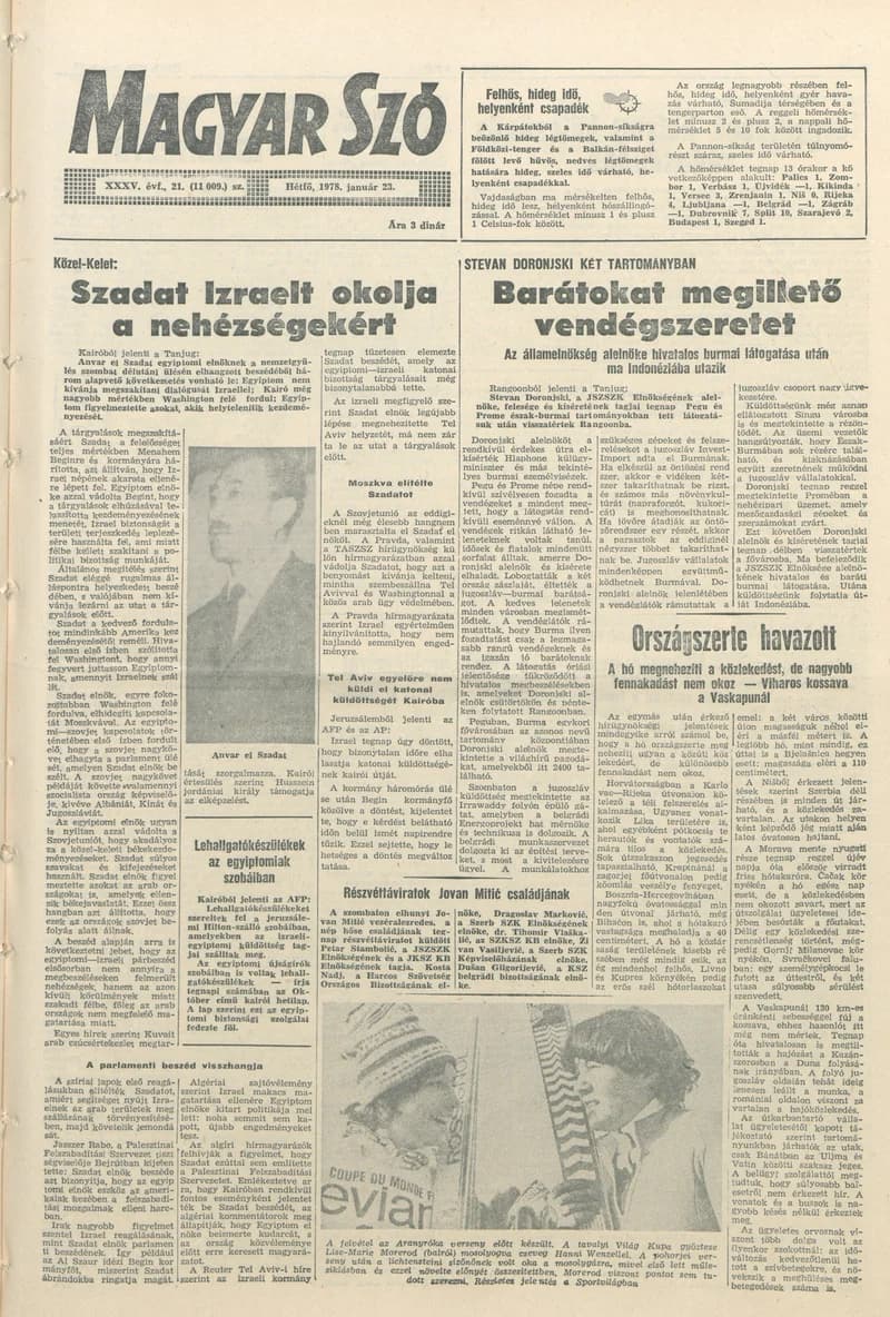 Magyar Szó, 35. évf. 1978. január 23. 21. sz. 1–8. oldal