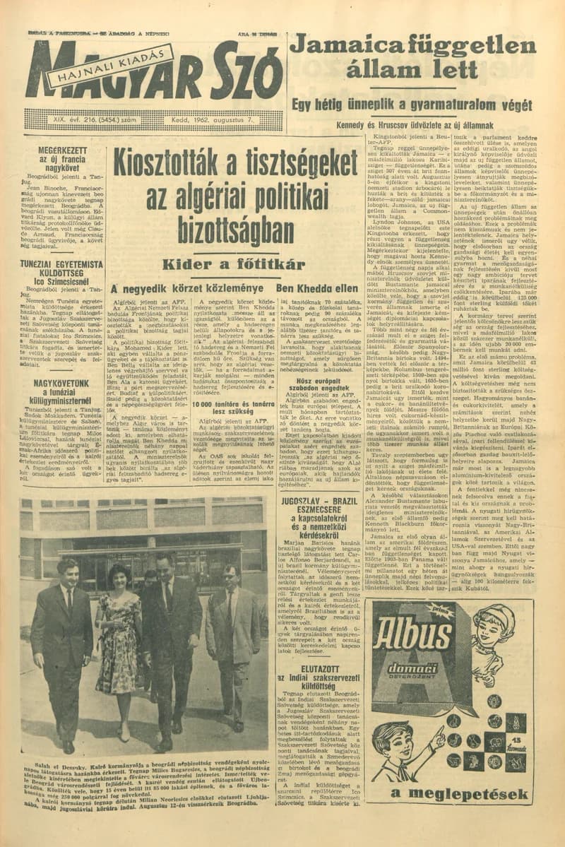 Magyar Szó, 19. évf. 1962. augusztus 7. 216. sz. 1–14. oldal