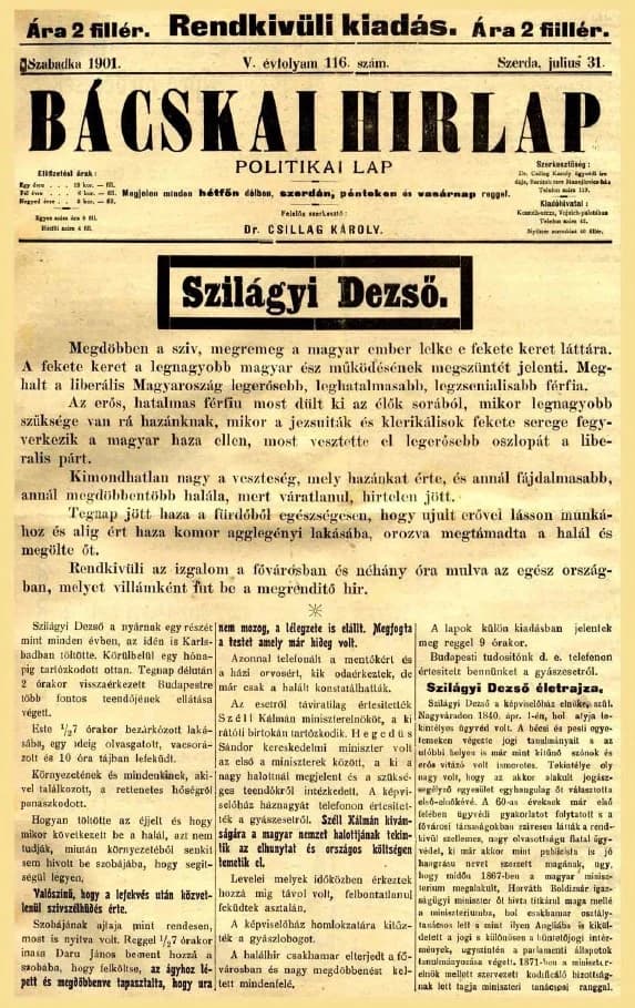 Bácskai Hirlap, 5. évf. 1901. július 31. 116. sz.