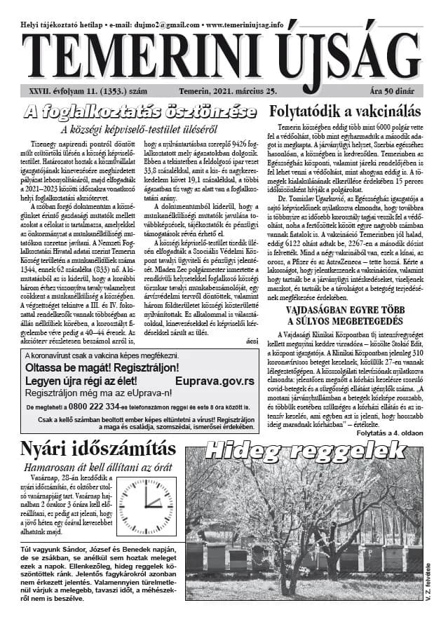 Temerini Újság, 27. évf. 2021. március 25. 11. sz.