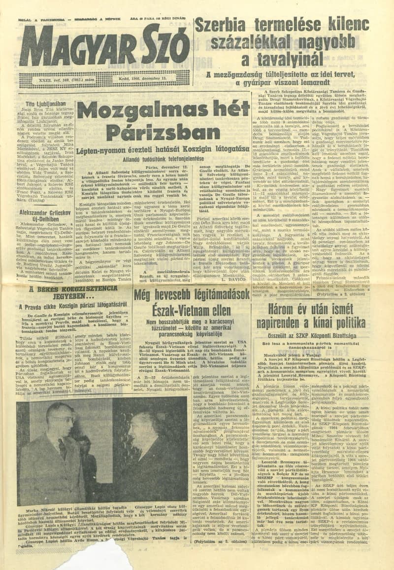 Magyar Szó, 23. évf. 1966. december 13. 340. sz.