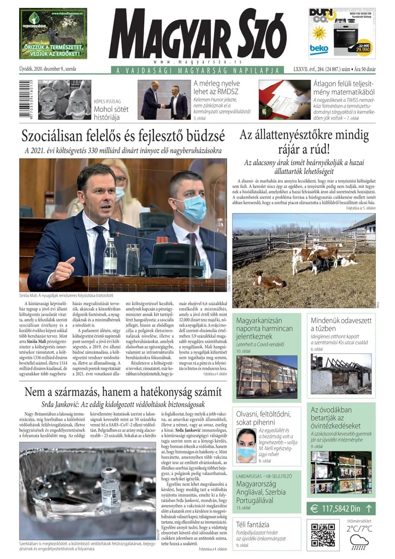 Magyar Szó, 77. évf. 2020. december 9. 284. sz. 1–16. oldal