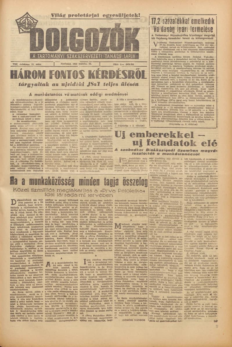 Dolgozók, 8. évf. 1954. március 23. 13. sz.