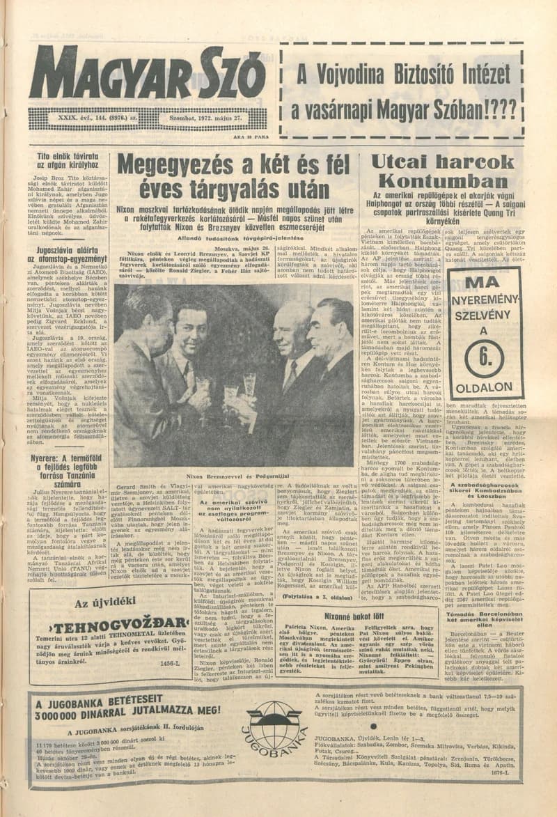 Magyar Szó, 29. évf. 1972. május 27. 144. sz. 1–20. oldal