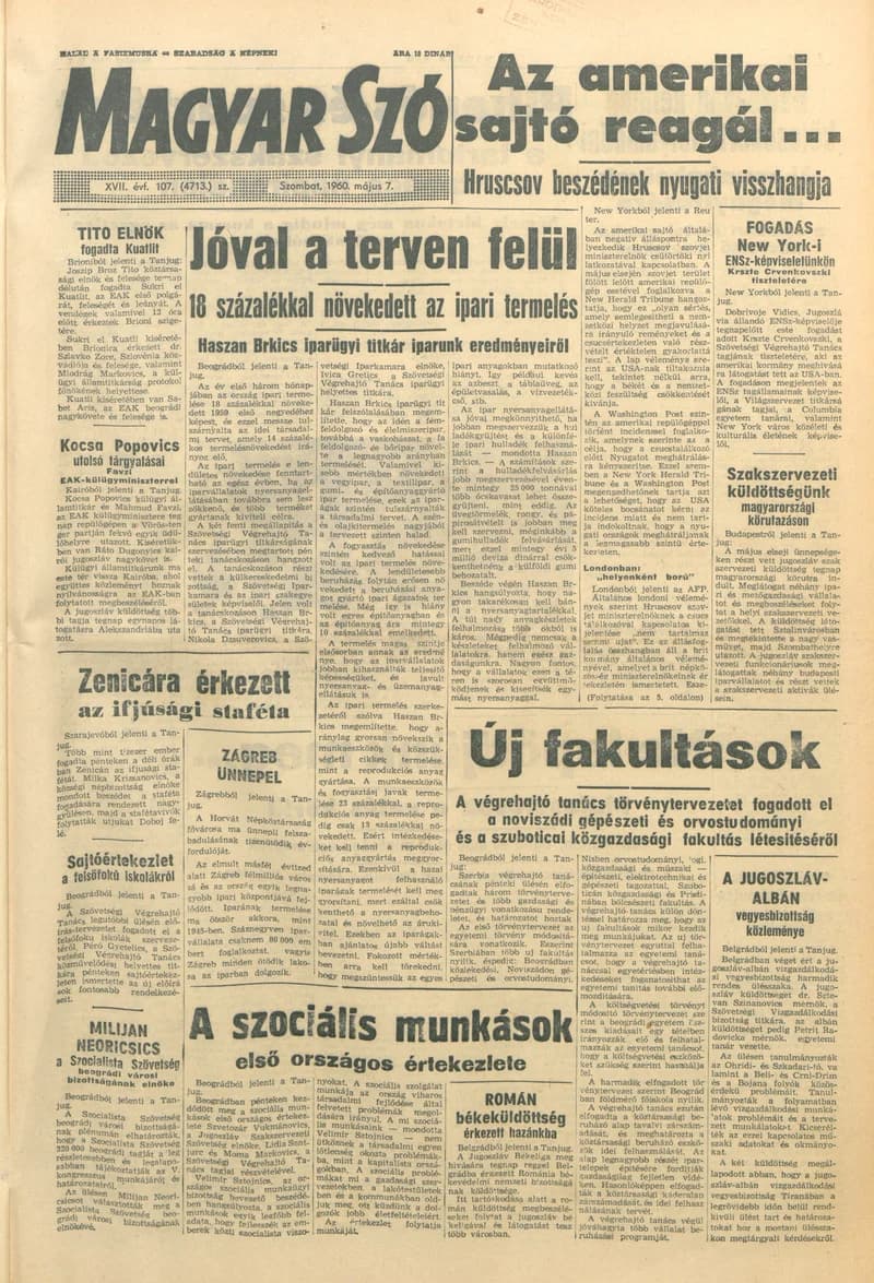 Magyar Szó, 17. évf. 1960. május 7. 107. sz. 1–16. oldal