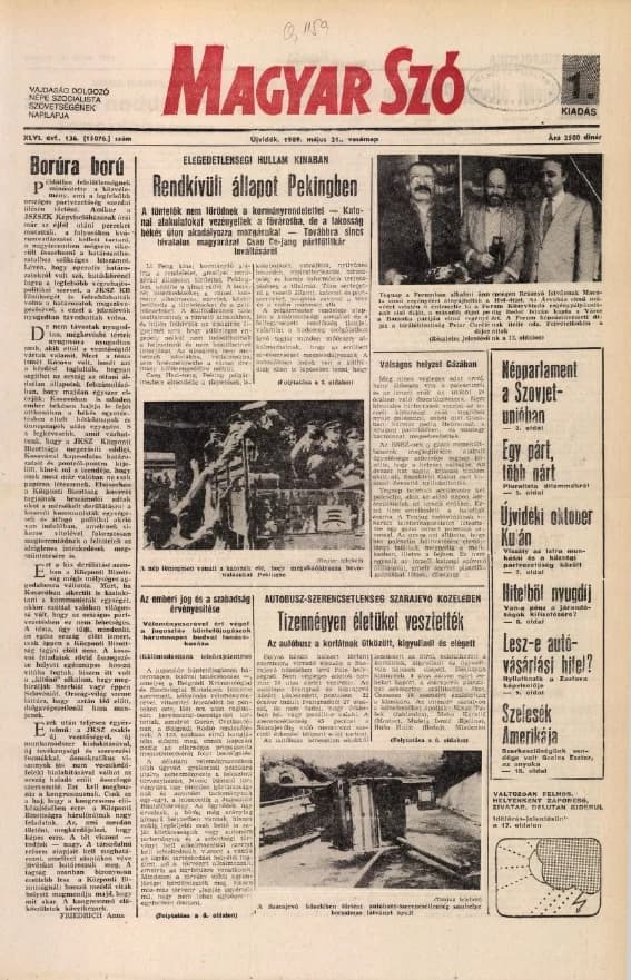 Magyar Szó, 46. évf. 1989. május 21. 136. sz. 1–32. oldal