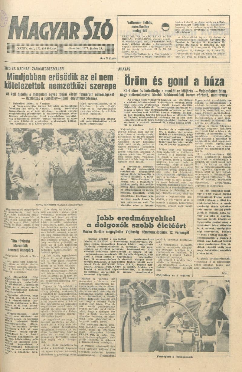 Magyar Szó, 34. évf. 1977. június 25. 172. sz.
