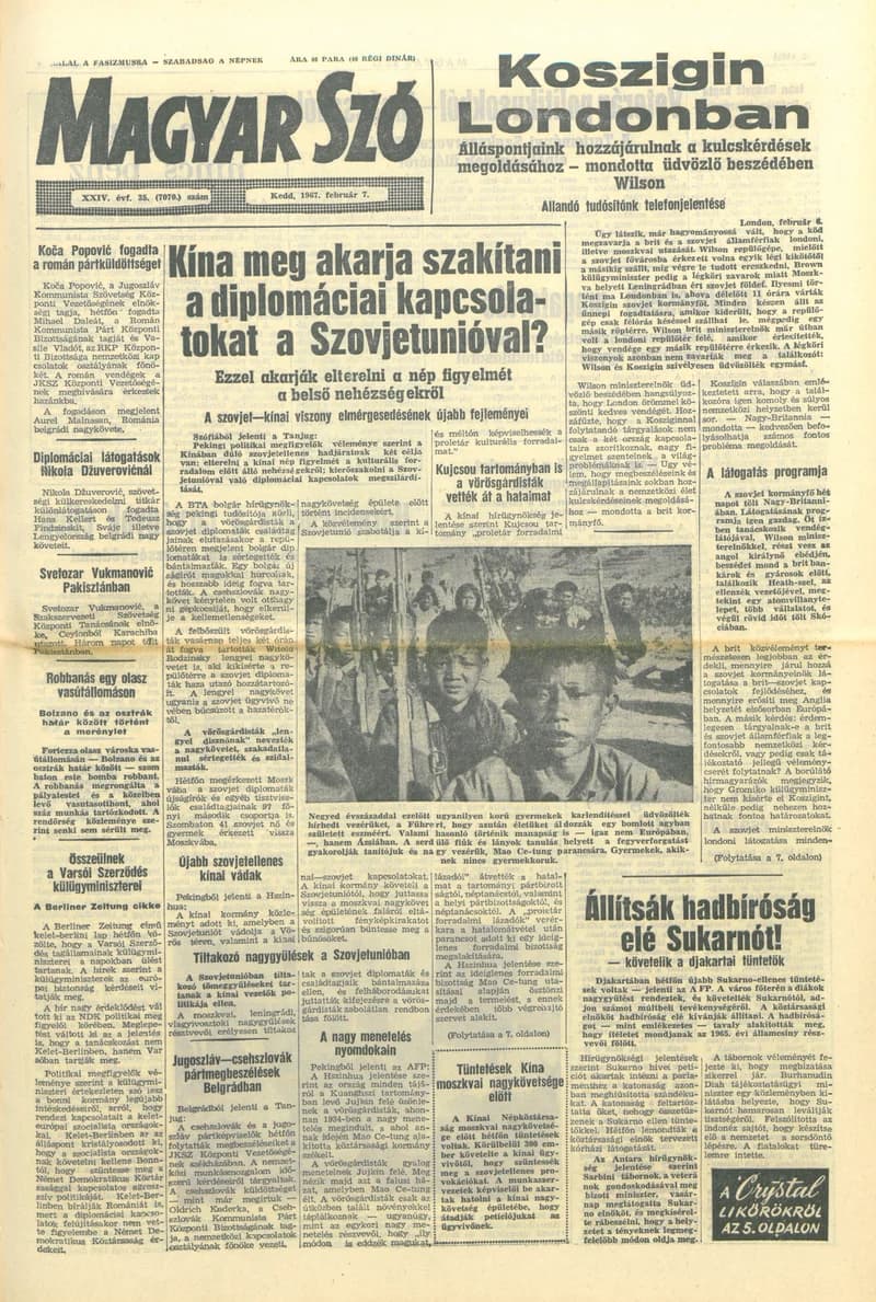 Magyar Szó, 24. évf. 1967. február 7. 35. sz. 1–16. oldal