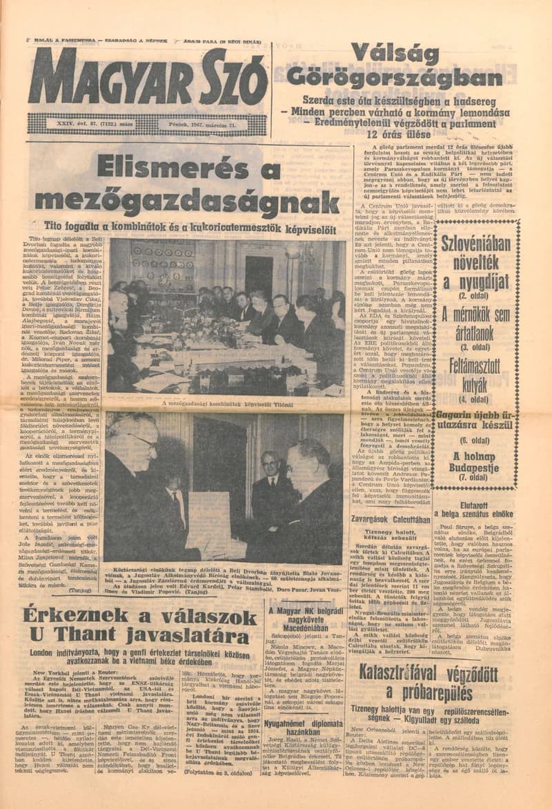 Magyar Szó, 24. évf. 1967. március 31. 87. sz. 1–16. oldal