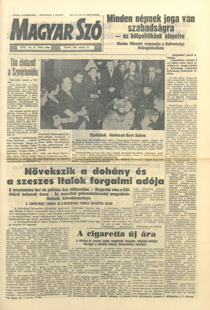 Magyar Szó, 24. évf. 1967. január 27. 24. sz. 1–16. oldal