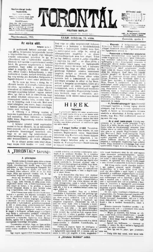 Torontál, 32. évf. 1903. április 2. 75. sz.