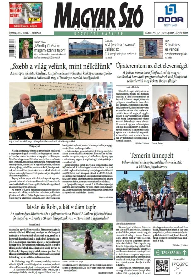 Magyar Szó, 73. évf. 2016. július 21. 167. sz. 1–20. oldal