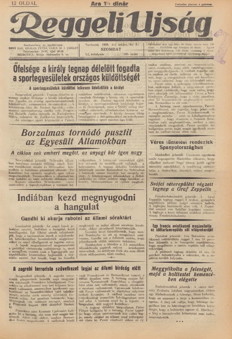 Reggeli Újság, 11. évf. 1930. május 3. 103. sz.