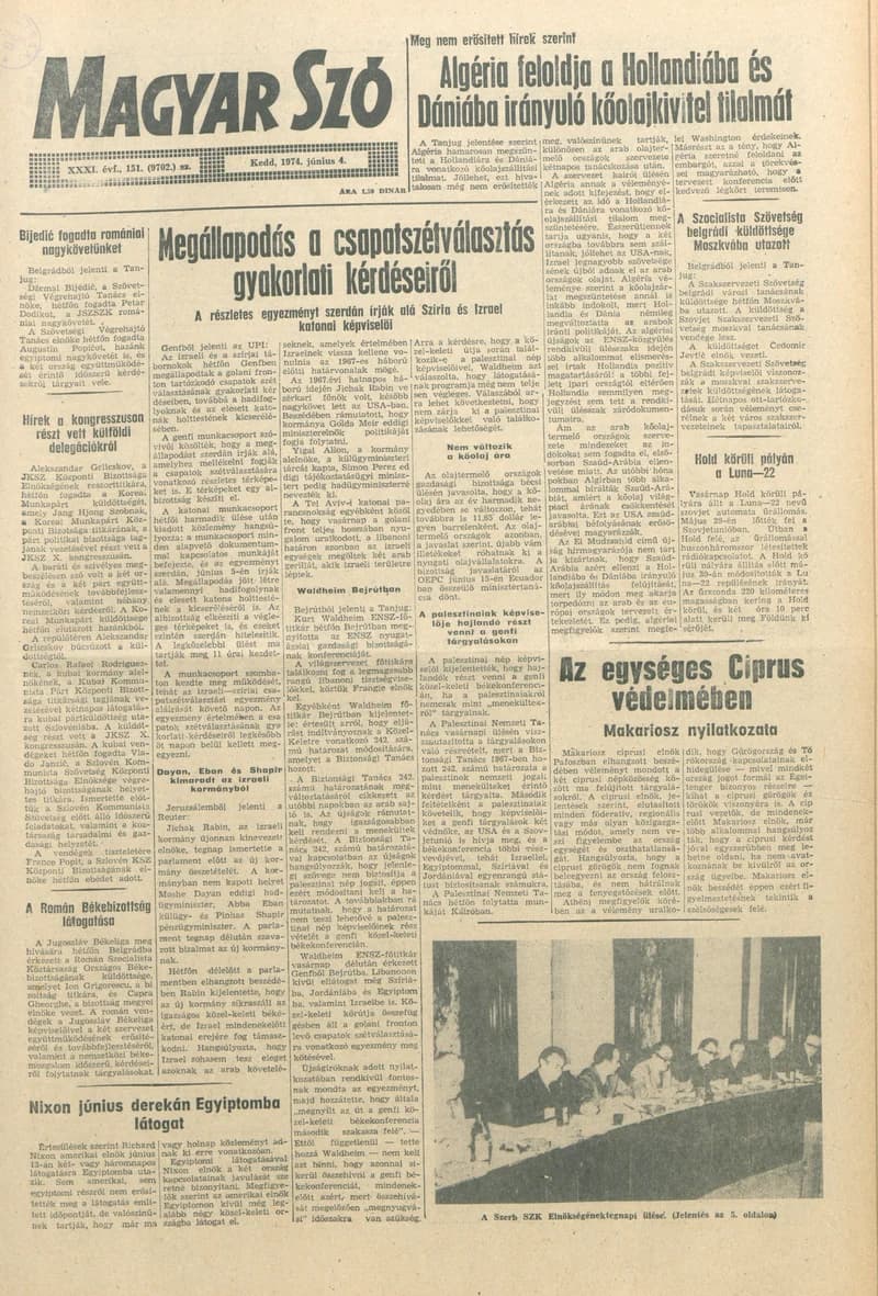 Magyar Szó, 31. évf. 1974. június 4. 151. sz. 1–20. oldal