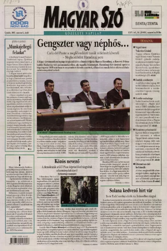 Magyar Szó, 64. évf. 2007. március 6. 54. sz. 1–20. oldal