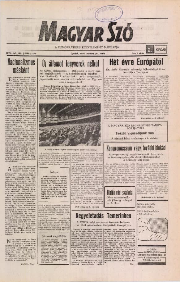 Magyar Szó, 47. évf. 1990. október 29. 298. sz. 1–20. oldal