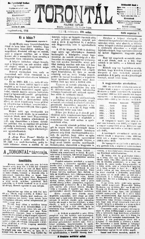 Torontál, 27. évf. 1898. augusztus 8. 179. sz.