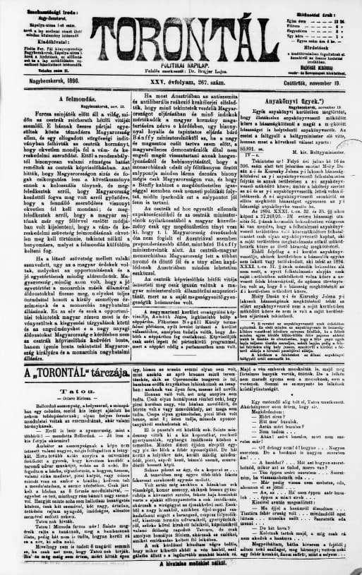 Torontál, 25. évf. 1896. november 19. 267. sz.