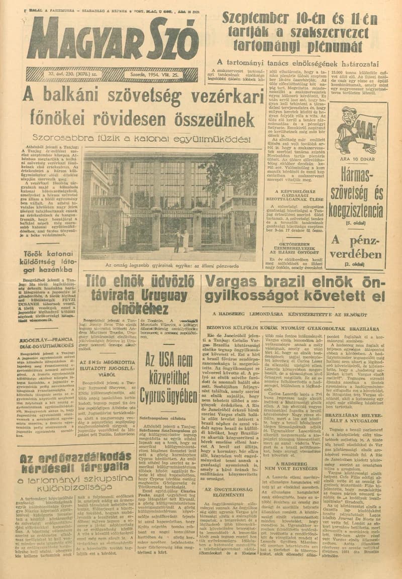 Magyar Szó, 11. évf. 1954. augusztus 25. 230. sz. 1–8. oldal