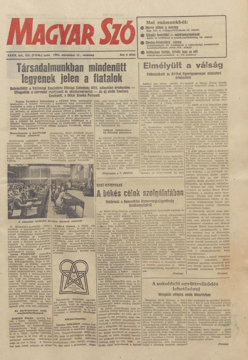 Magyar Szó, 39. évf. 1982. november 21. 321. sz. 1–28. oldal