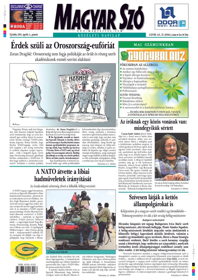 Magyar Szó, 68. évf. 2011. április 1. 75. sz. 1–20. oldal