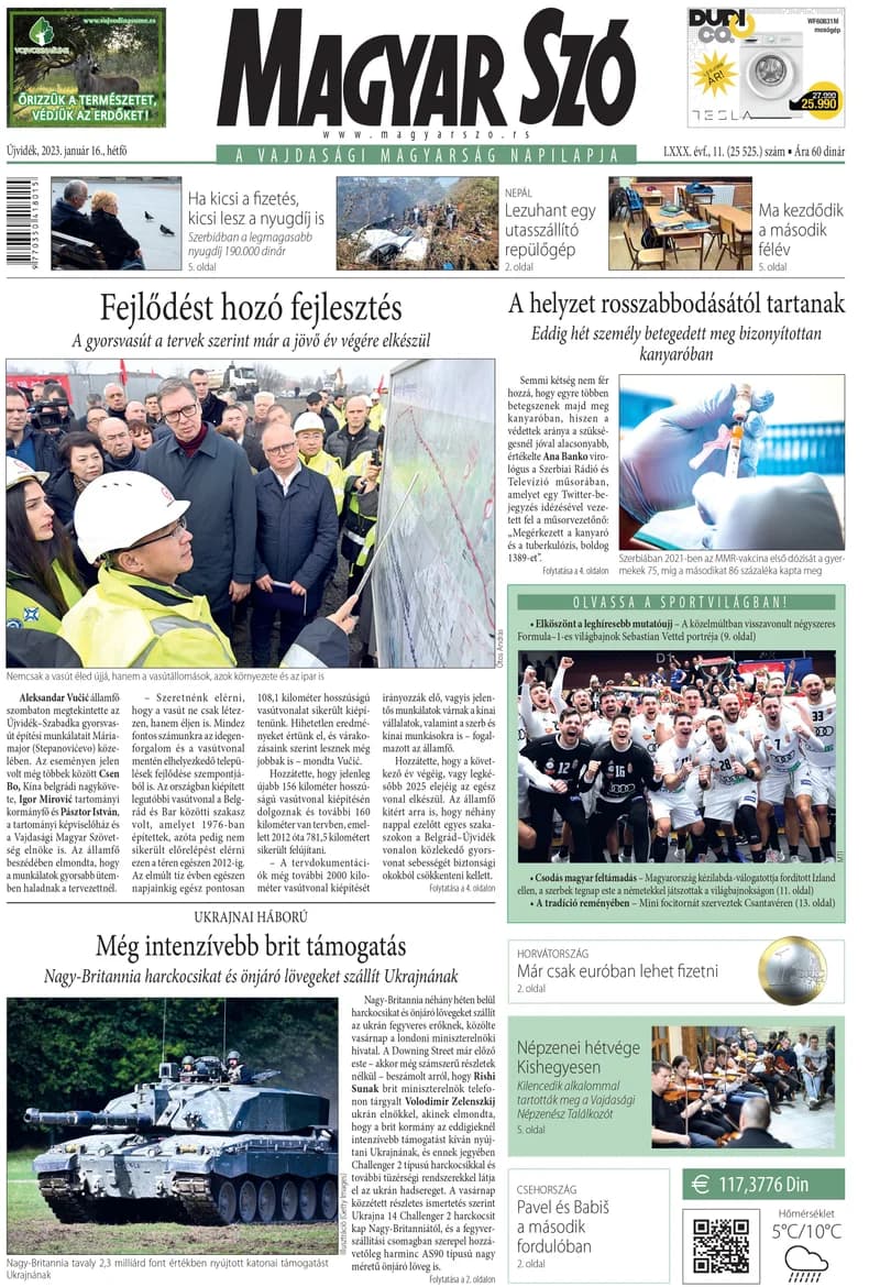 Magyar Szó, 80. évf. 2023. január 16. 11. sz. 1–16. oldal