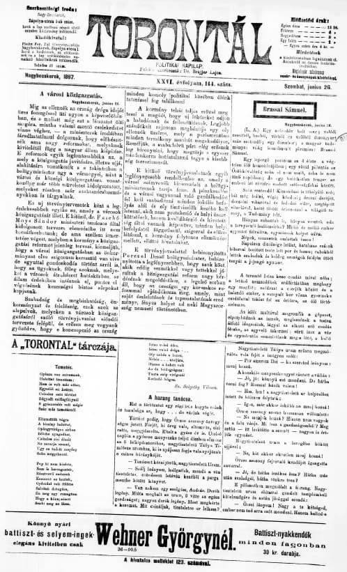 Torontál, 26. évf. 1897. június 26. 144. sz.