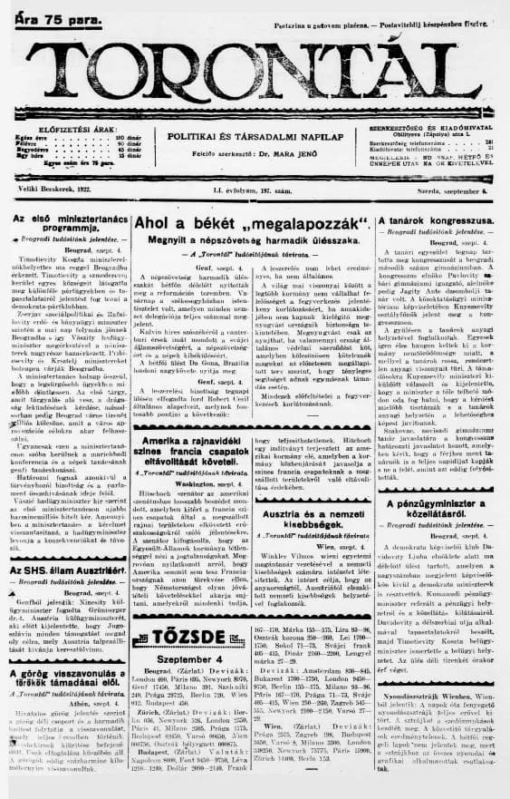 Torontál, 51. évf. 1922. szeptember 6. 197. sz.