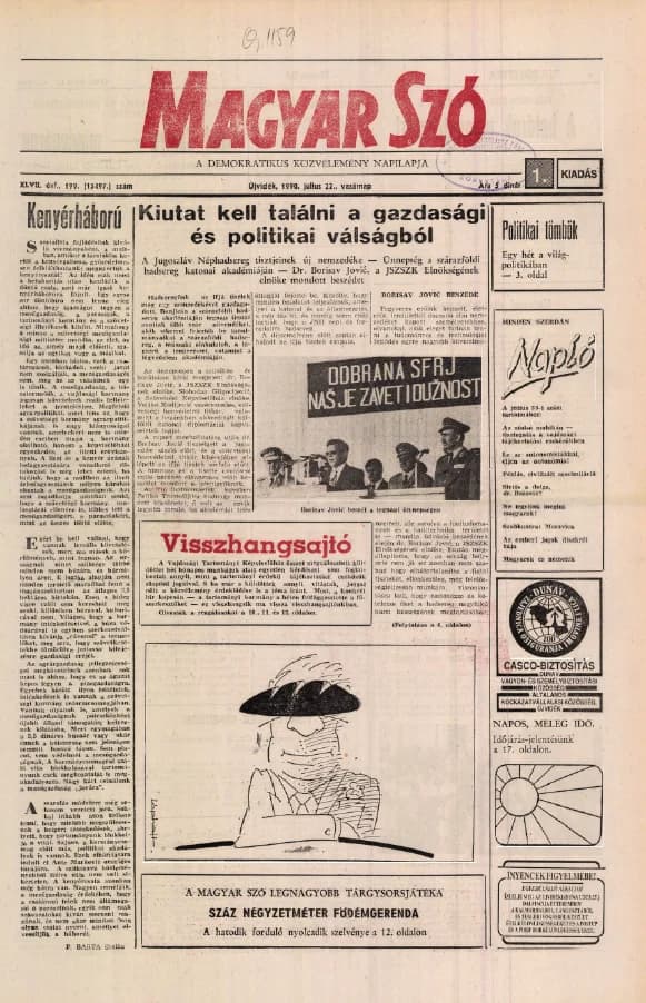 Magyar Szó, 47. évf. 1990. július 22. 199. sz. 1–32. oldal