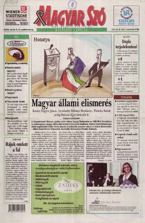 Magyar Szó, 65. évf. 2008. március 15. – 16. 61. sz. 1–28. oldal